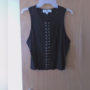 Madden NYC Sleeveless Top with Eyelet Detail